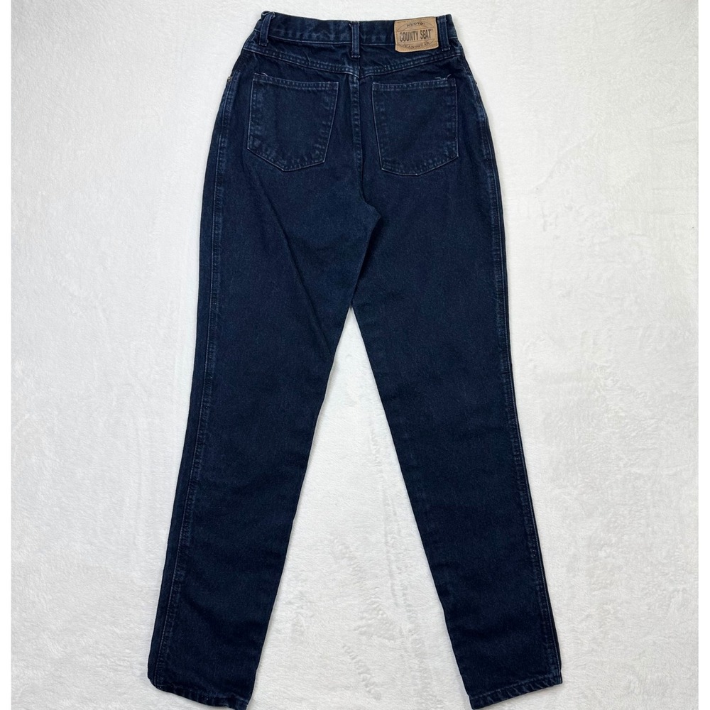 County Seat High Waist Jeans Womens 12L Long Slim Fit Dark Wash Denim Pants VTG - Picture 2 of 12